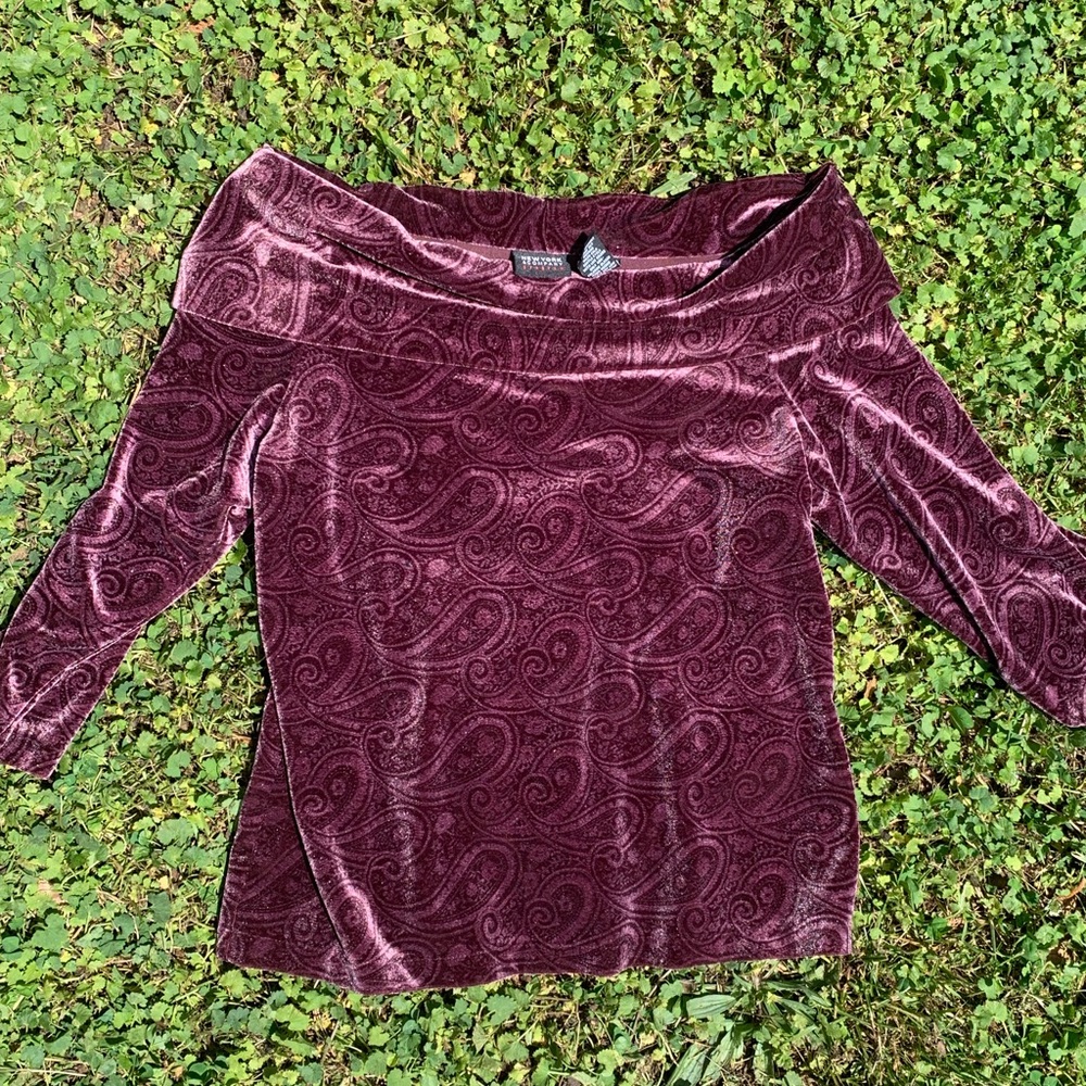 Purple, Velvet, off the shoulder blouse